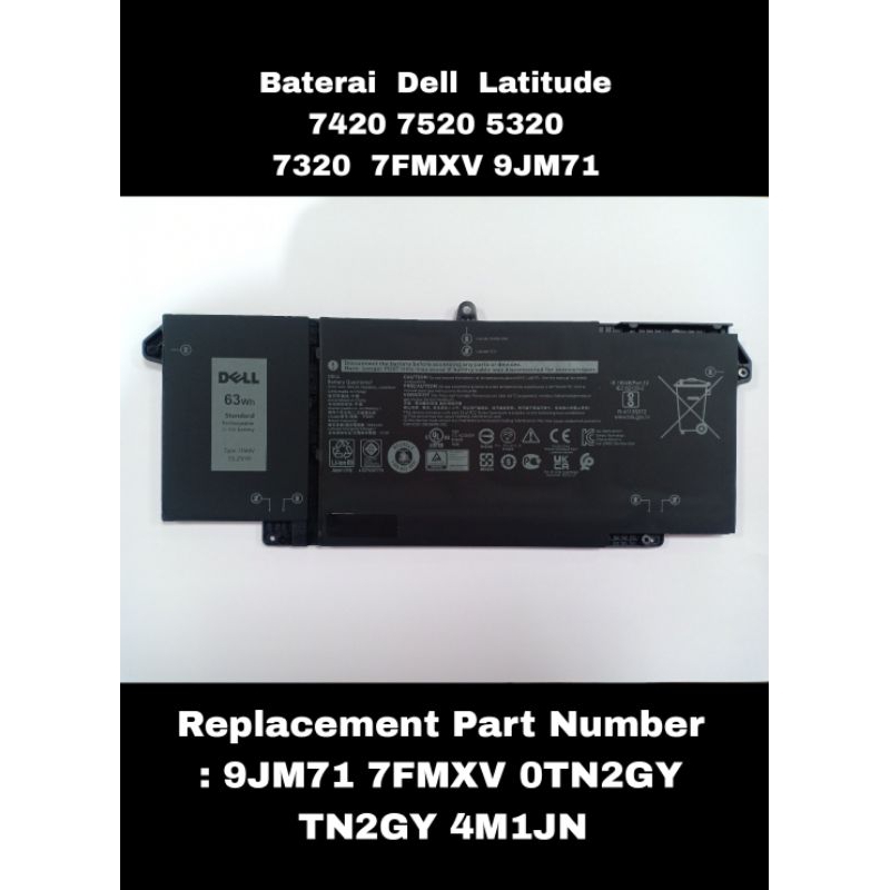 Baterai  Dell  Latitude 7420 series; for Dell Latitude 7520 series; for Dell Latitude 5320  7FMXV 9J