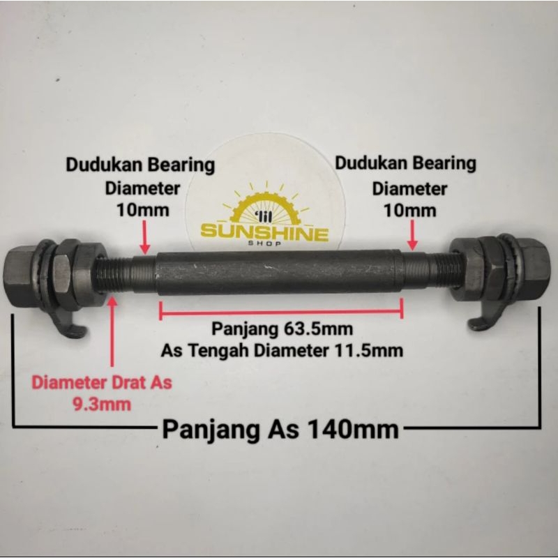 As Axle Roda Depan Hub Bearing Mur 15 Sepeda BMX MTB Made in Taiwan