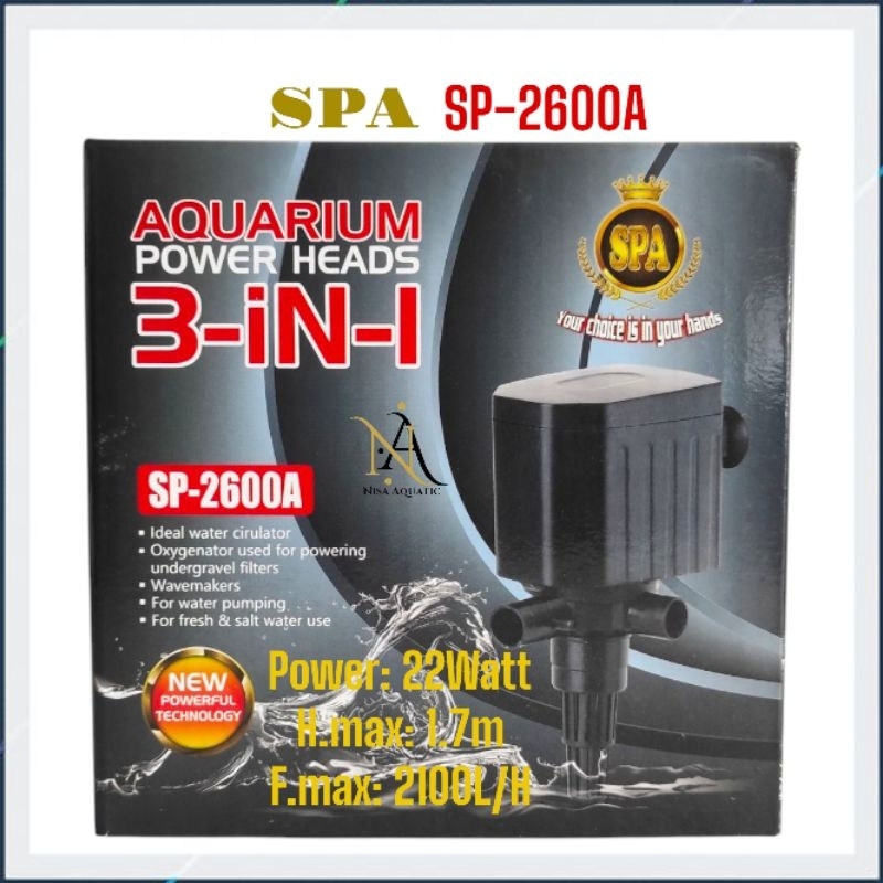 Mesin Pompa Air 2600 SPA SP-2600A Pompa Celup Aquarium Kolam Aquascape Hidroponik Power Head Submers