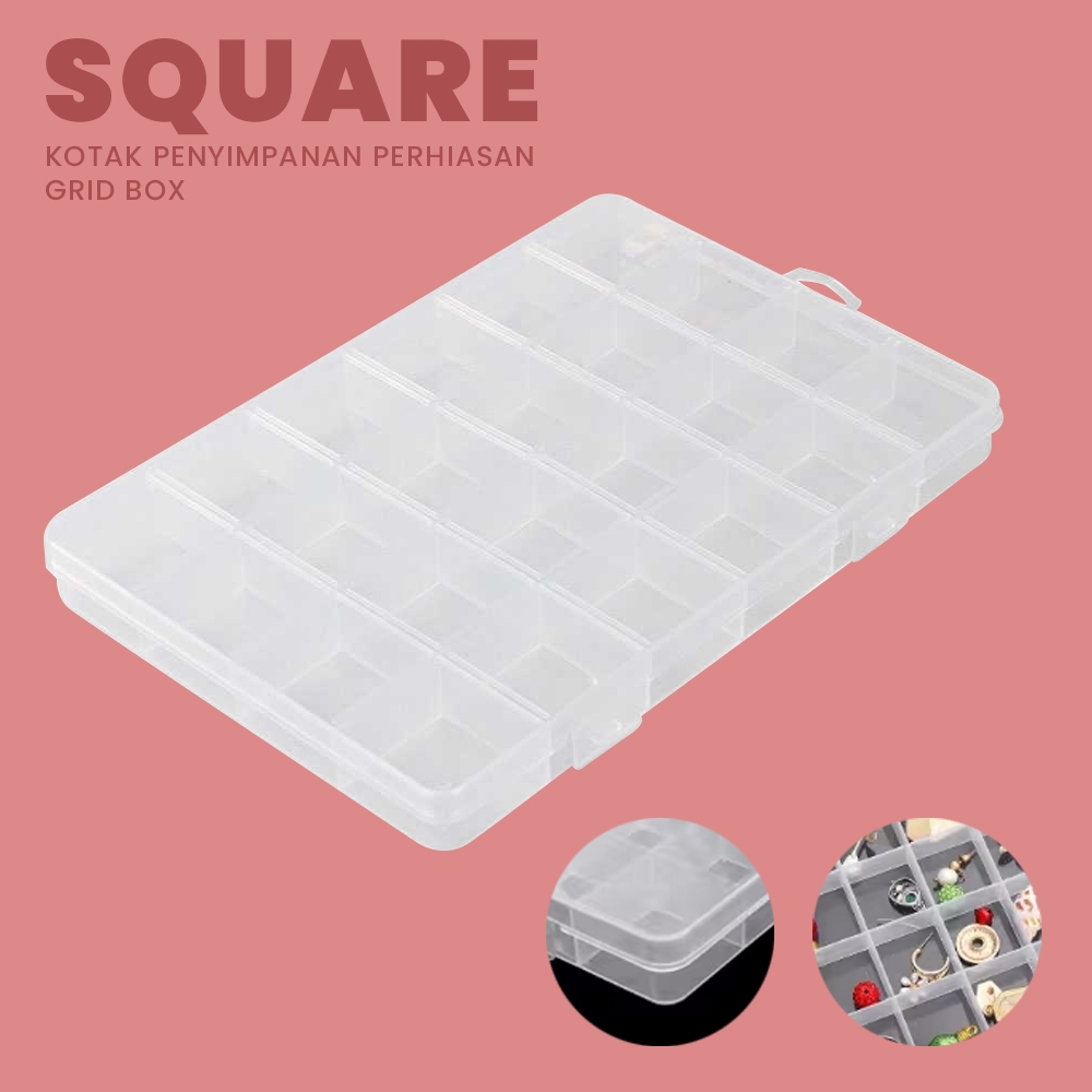 SQUARE Kotak Penyimpapan Perhiasan Grid Box 24 Sekat
