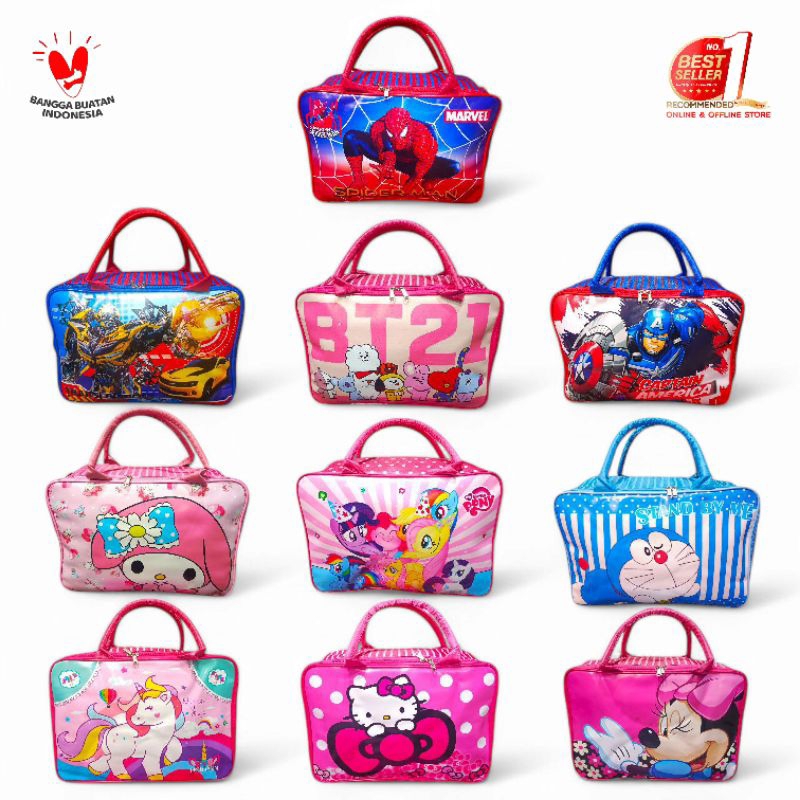 TAS TRAVEL KANVAS SUPER KANVAS KARAKTER KOPER ANAK TAS JINJING TEMPAT BAJU ANAK GAMBAR LUCU UKURAN B