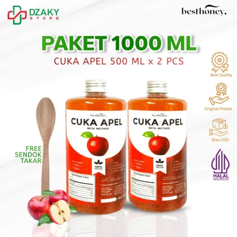 

Bestapple - Paket Cuka Apel Original - Diet Detoks - Apple Cider Vinegar - Toner Wajah Alami 1000ml