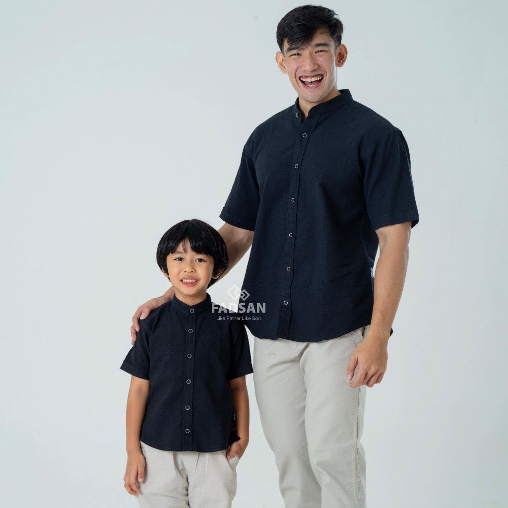 Baju Koko Couple Ayah Dan Anak Bayi Laki Usia 1 Tahun Terbaru Lengan Pendek Tufy Series Warna Mint F