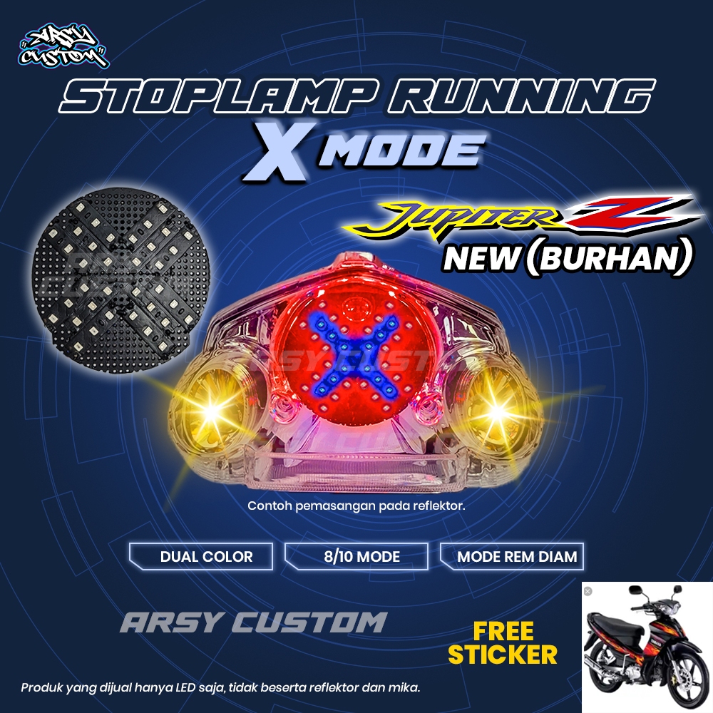 Lampu Rem Jupiter Z New Burhan X Running Mode 8 10 Otomatis Manual Lampu LED Aksesoris Variasi