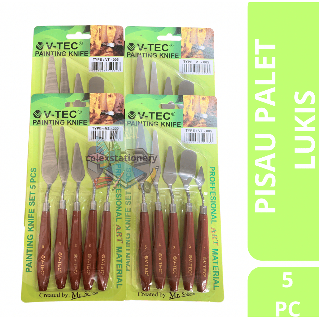 

[1 SET] Painting Knife / Pisau Palet Proffesional Art Material Stainless Steel Lukis Isi 5 Pcs Vtec VT-005