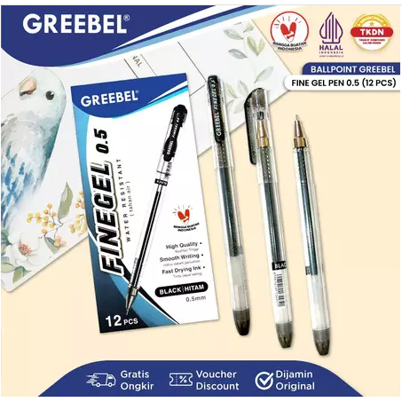 

GEL PEN GREEBEL FINEGEL 0.5 HITAM // Bolpoin Gel Greebel ( PCS )