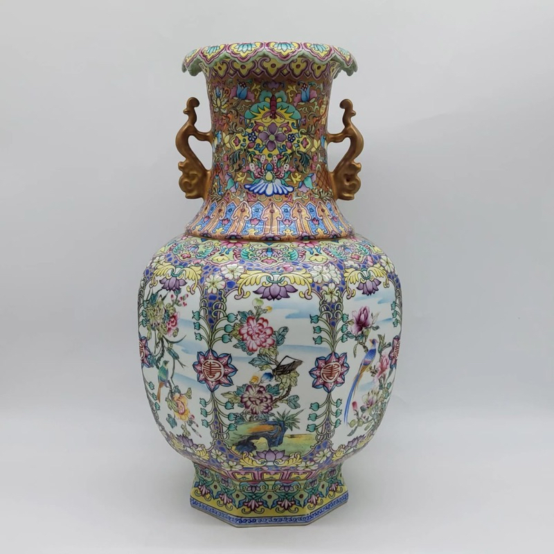 Famile rose Vase Cloisonne/barang antik/keramik antik/vas antik/vas cantik/hiasan rumah