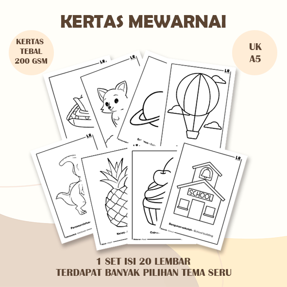 

Kertas Mewarnai Kertas Gambar Ukuran A5 Aktivitas Mewarnai Aneka Tema Untuk Anak Paud Tk Sd