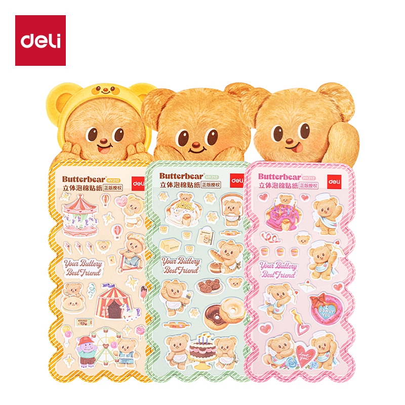 

Deli x Butterbear Sticker 3D Beruang Lucu Tahan Air Mudah Menempel Motif HY212