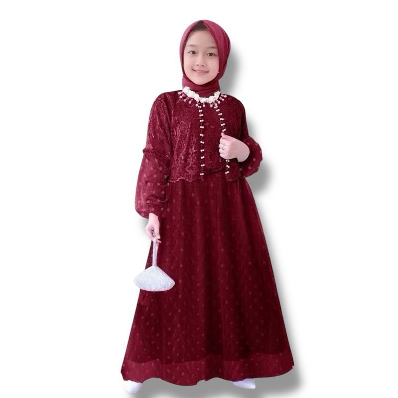 RIKA KID GAMIS MUSLIM ANAK PEREMPUAN TILE DOT