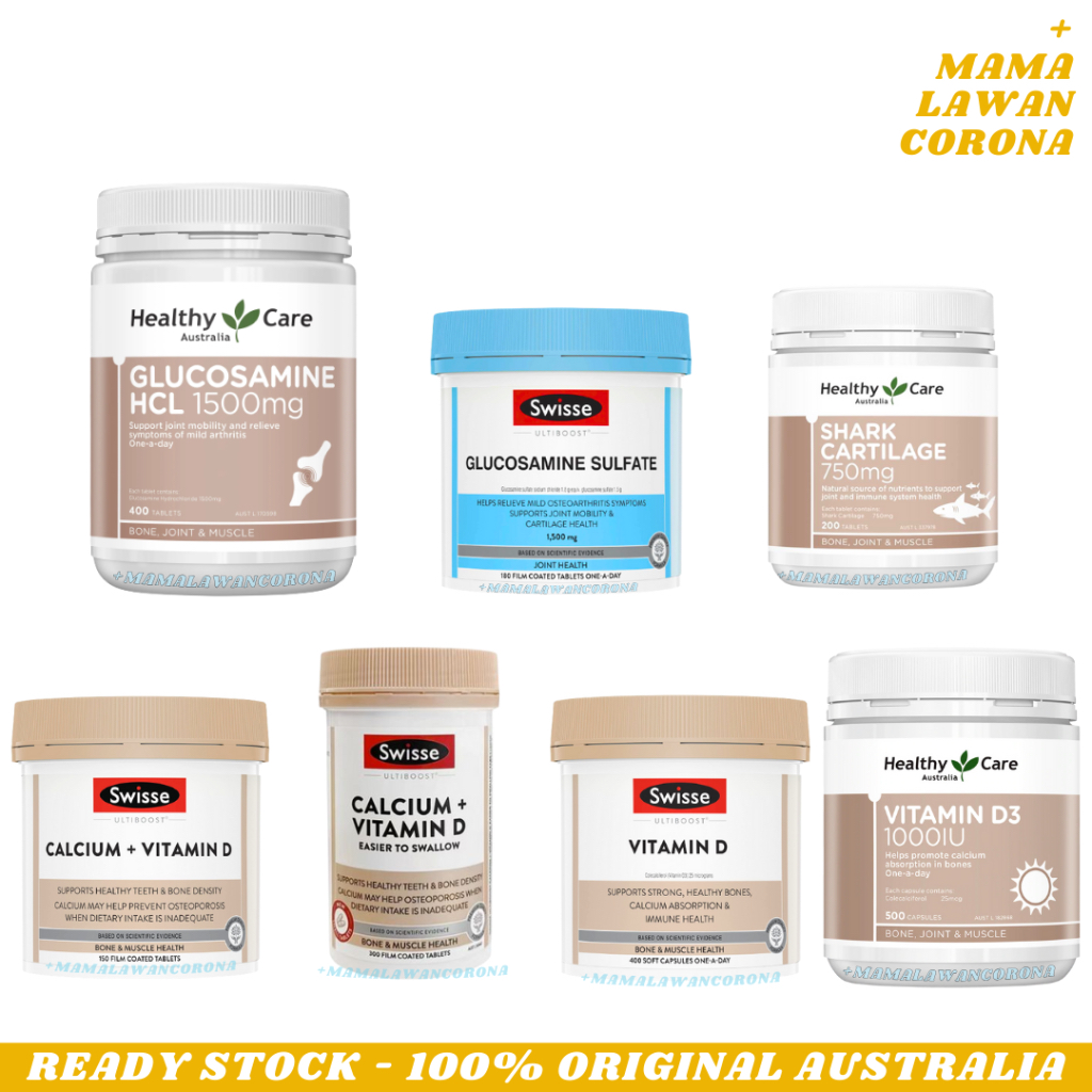 HEALTHY CARE Glucosamine HLC 1500mg 400 Kapsul / Swisse Ultiboost Sulfate 1500 mg 180 / Calcium Vita