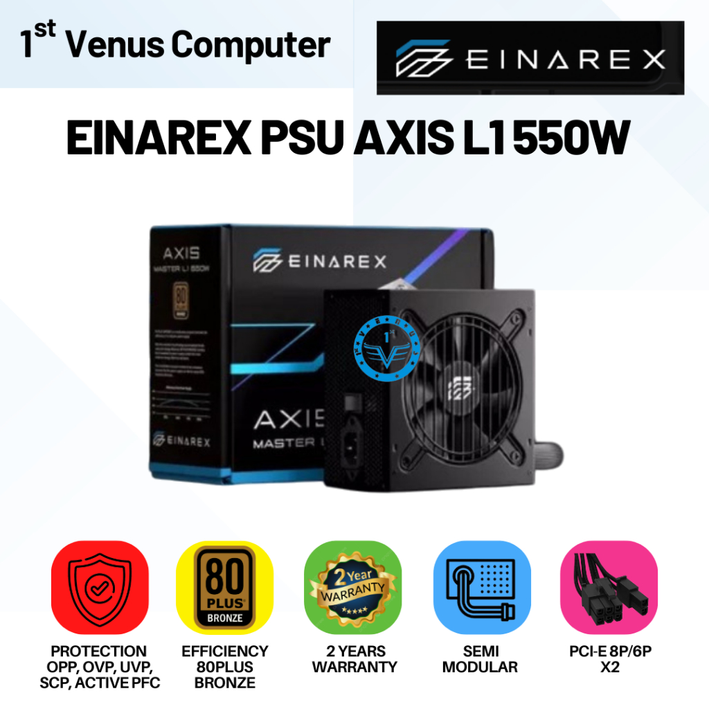 EINAREX PSU 550 WATT AXIS MASTER L1 80 PLUS BRONZE SEMI MODULAR BLACK EDITION / PSU 550W SEMI MODULA