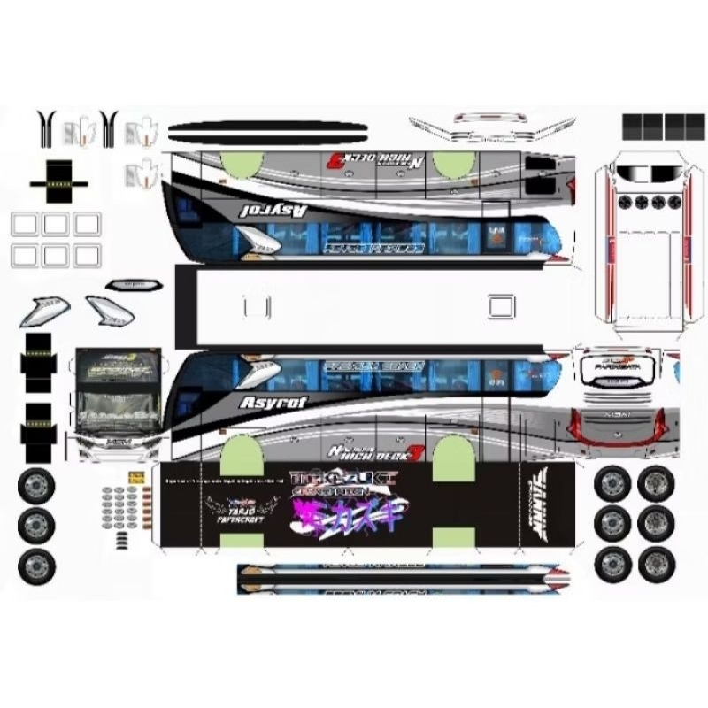 Lembaran Papercraft Bus Asyrof Sabina Skala 50