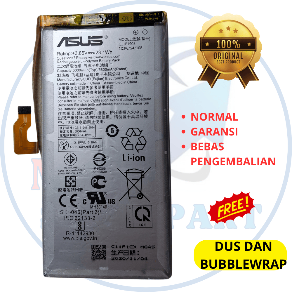 Baterai hp Asus Rog 3 - asli original copotan cabutan bawaan