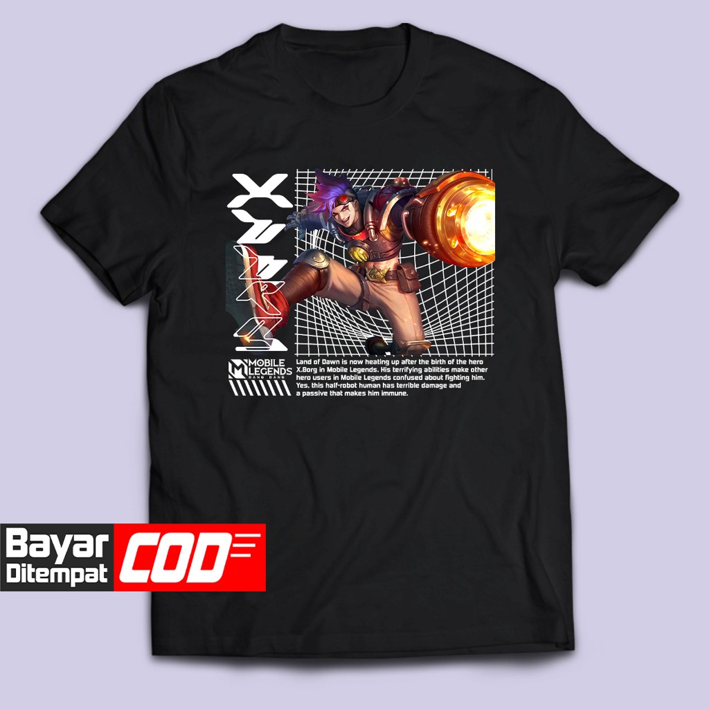 Kaos MOBILE LEGEND X-BORG HERO MLBB Distro Pria/Wanita Dewasa Baju Atasan Unisex Premium Murah