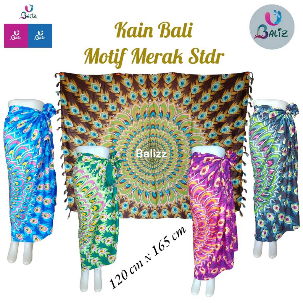 kain pantai motif Bulu Merak Standar - sarung pantai bali - kain pantai bali - sarung bali - selenda