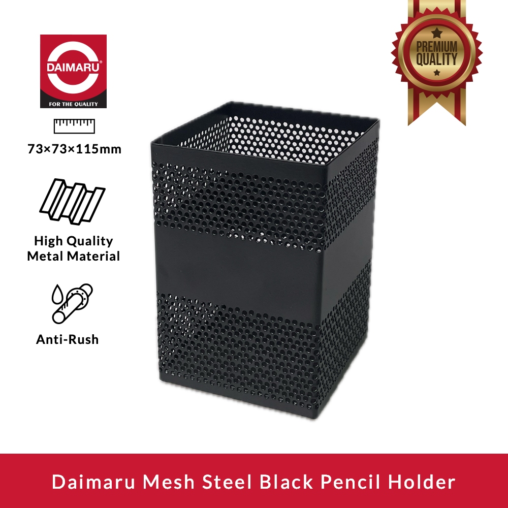

Daimaru Mesh Steel Black Pencil Holder Tempat Pensil Baja Premium High Quality