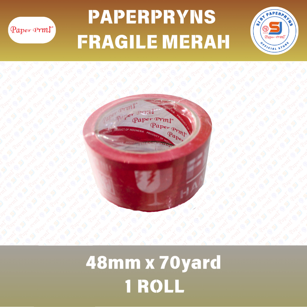 

PAPERPRYNS Lakban Fragile Merah 2 Inci (48mm x 70 yard) - 1 ROLL