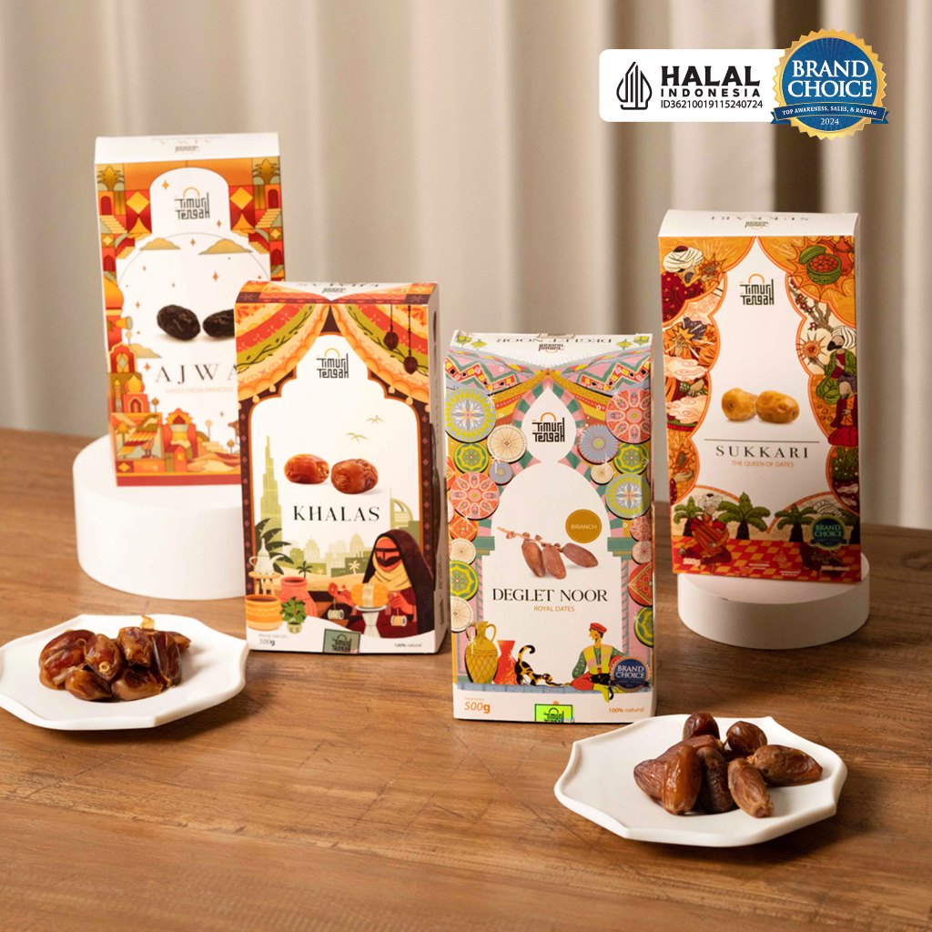 

Timur Tengah Kurma Sukari, Ajwa, Tunisia Tangkai, Tunisia Madu, Khalas 500 gr - Kemasan Limited Edition Hampers Kurma Premium