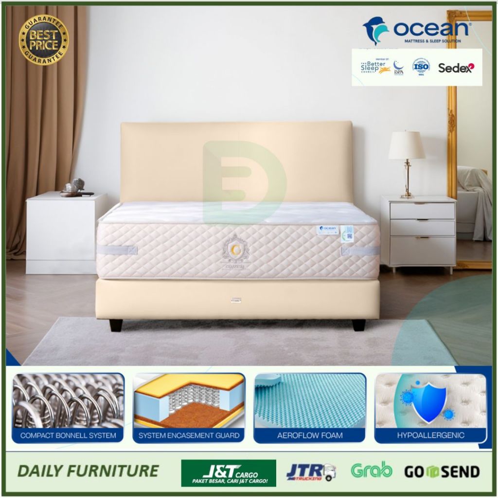 Kasur Spring Bed Ocean Classical Plus King Size Berkualitas Tebal Nyaman Garansi 15 Tahun Anti Kempe