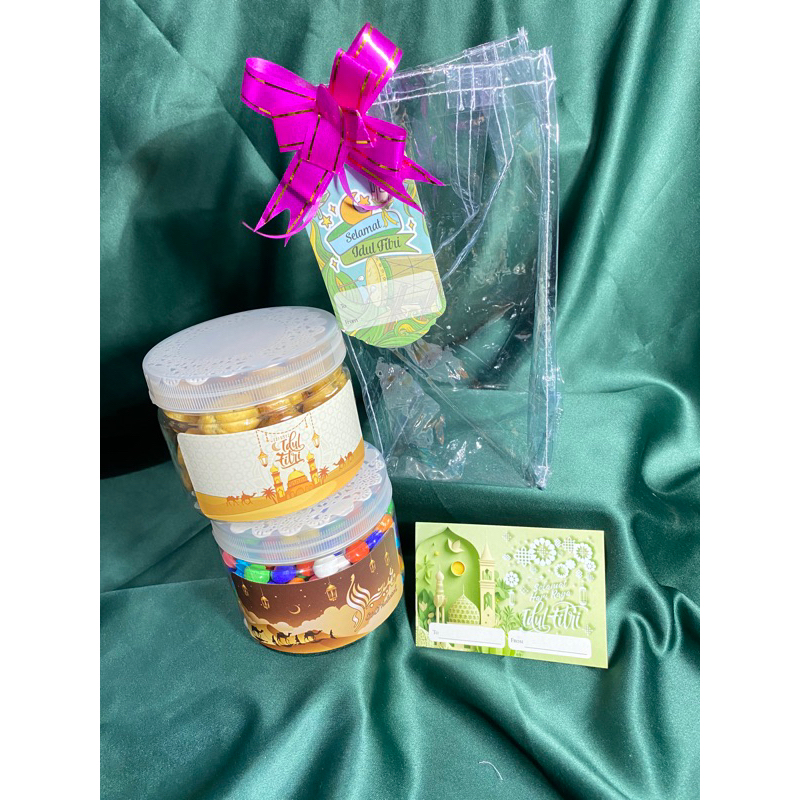 

HAMPERS LEBARAN // hampers isi 2 toples 400ml hampers tenteng tas mika