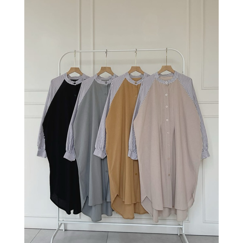 Long Tunik Terbaru Bahan Linen Crinkle Premium