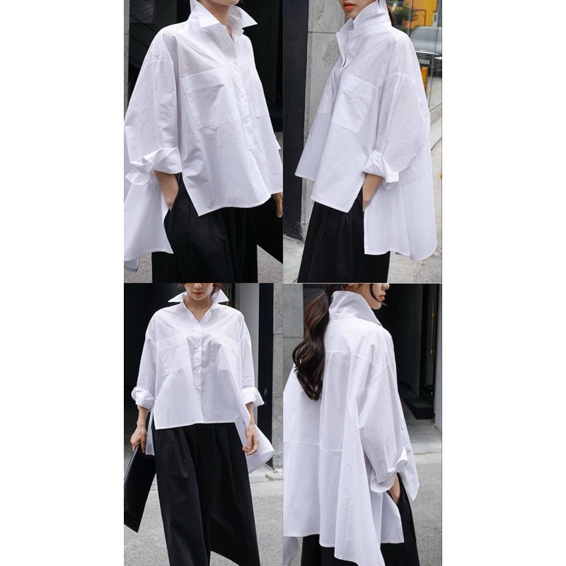 Kemeja Putih Oversized Wanita / White Shirt Import - NEW