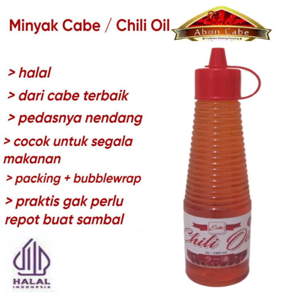 

Minyak Cabe Chili Oil Halal Extra Pedas Praktis Serbaguna