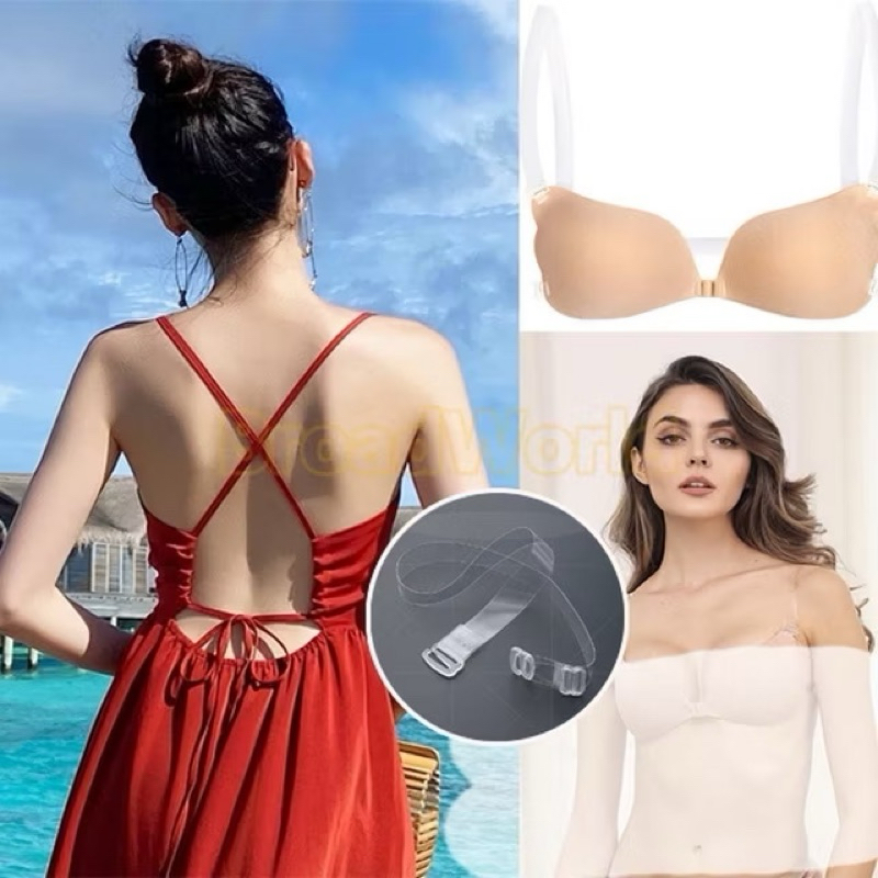 Tali Bra Transparan Lebar 1cm Pengait Bra Tali Bening