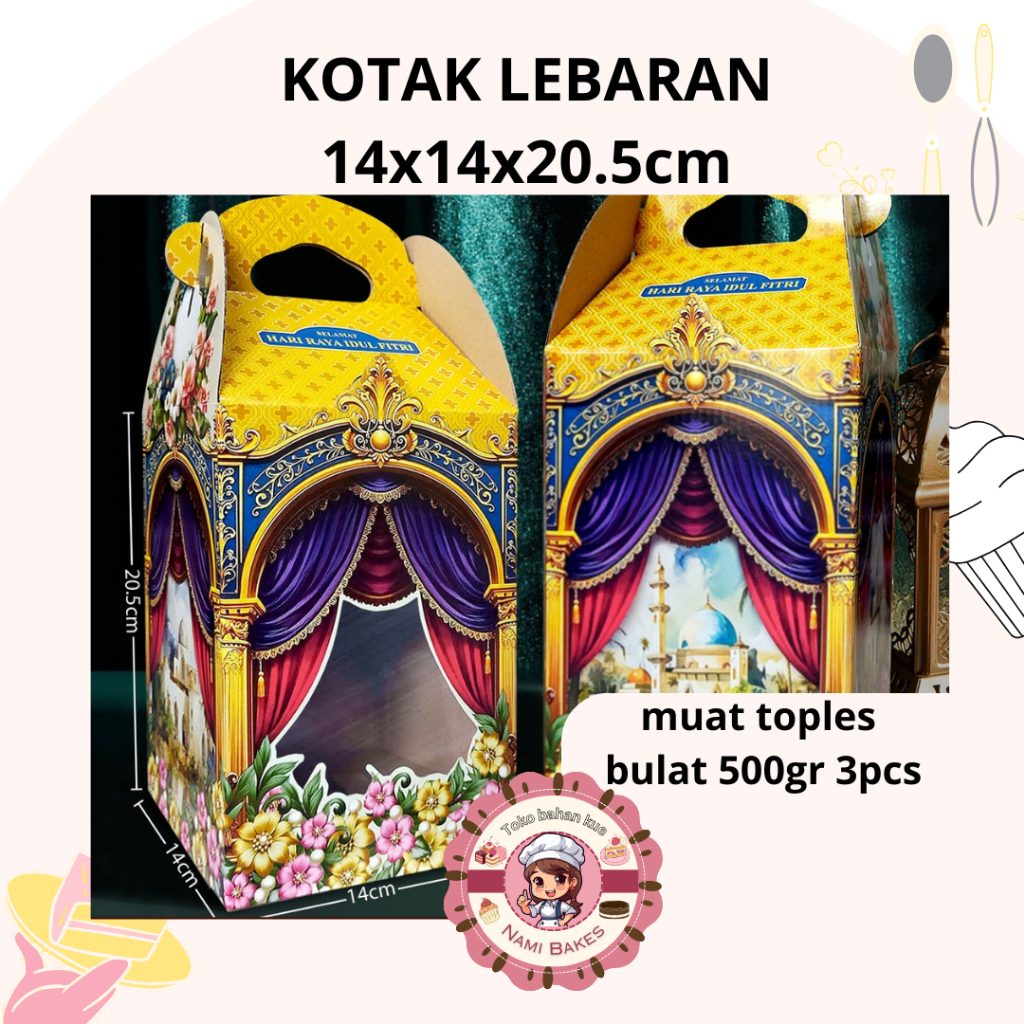 

Kotak Lebaran / Hampers Idul Fitri muat toples bulat 500gr 3pcs
