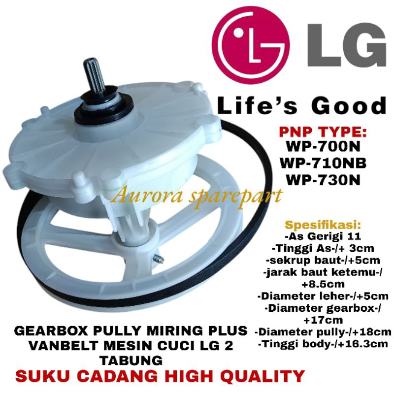 Gearbox+vanbelt pully miring LG mesin cuci 2 Tabung pnp Type WP-700N/WP-710NB/WP-730N