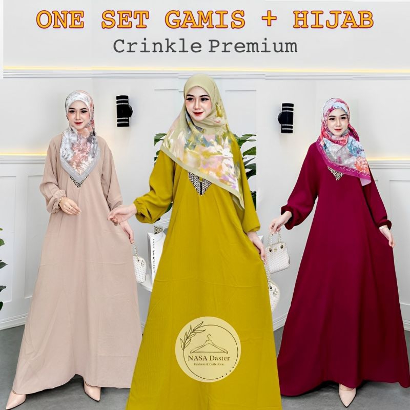 Nasa fashion | One set gamis jilbab/gamis lebaran/dress/busana muslim