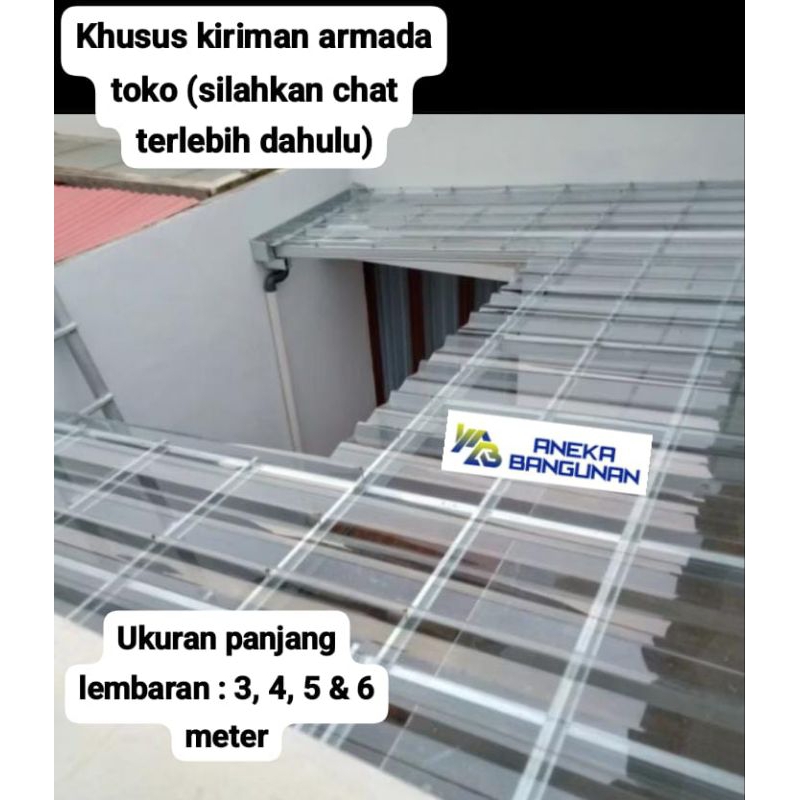 Atap Spandek Transparant 3, 4, 5 dan 6 meter tebal 1.2 mm