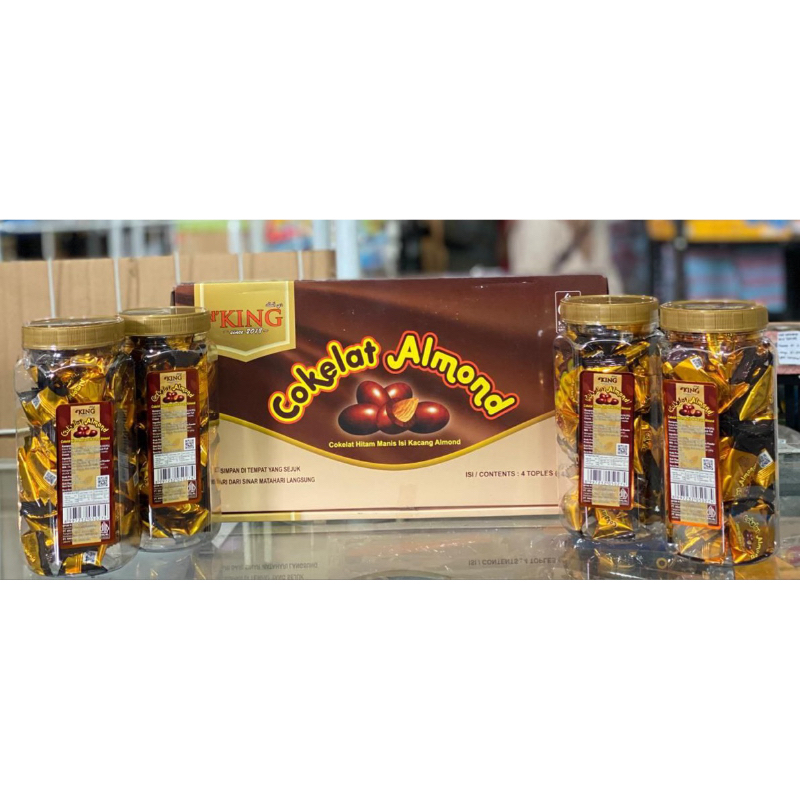 

4 Toples D’king Cokelat Almond 1 toples isi 40pcs coklat