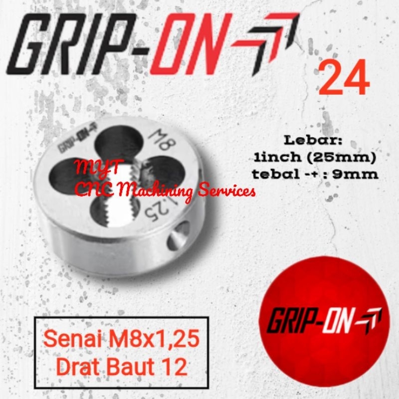 Mata Senai Drat Luar Round Dies Senay M8 GRIP ON Sney Snai Ulir Drat Baut 12 Lebar 1inch 25mm