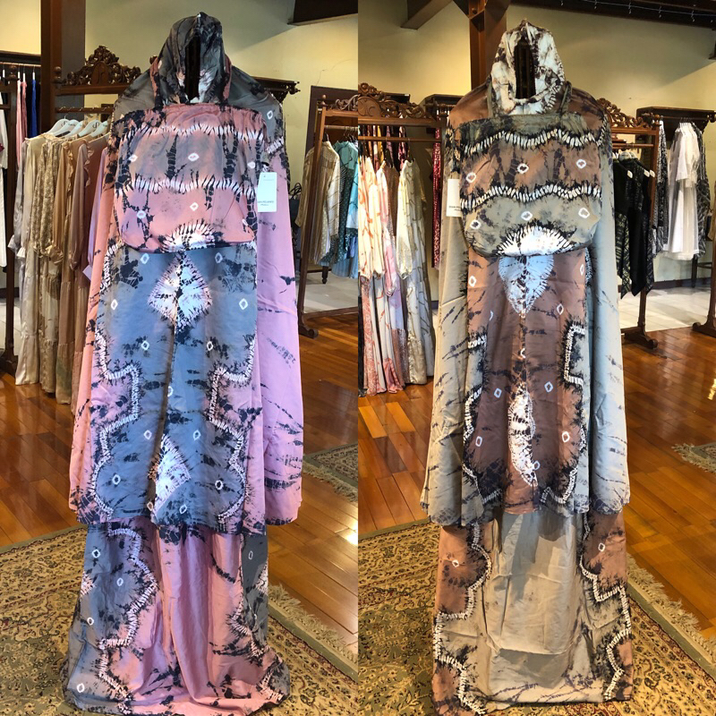 Mukena rukuh atasan bawahan dewasa jumbo besar katun jumputan sasirangan dian pelangi official pekal