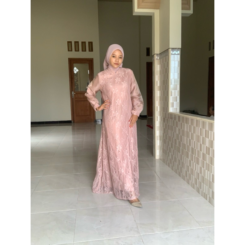 Pink Dress - Dress Muslimah - Dress Hijab Murah - Gamis Kondangan - Baju Kondangan - Baju Lamaran - 