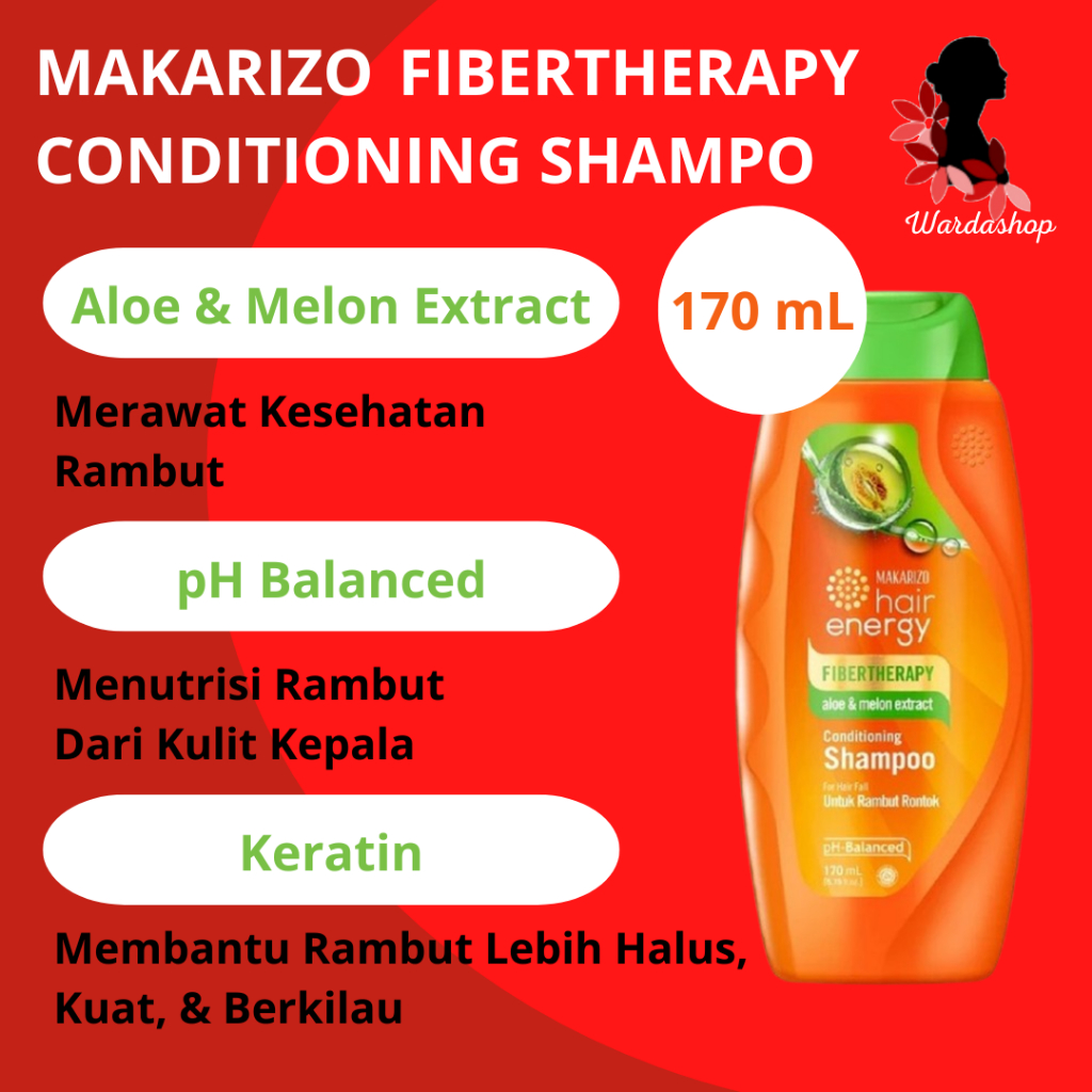 MAKARIZO HAIR ENERGY FIBERTHERAPHY CONDITIONING SHAMPOO ALOE & MELON EXTRACT 170 ML shampo untuk ram
