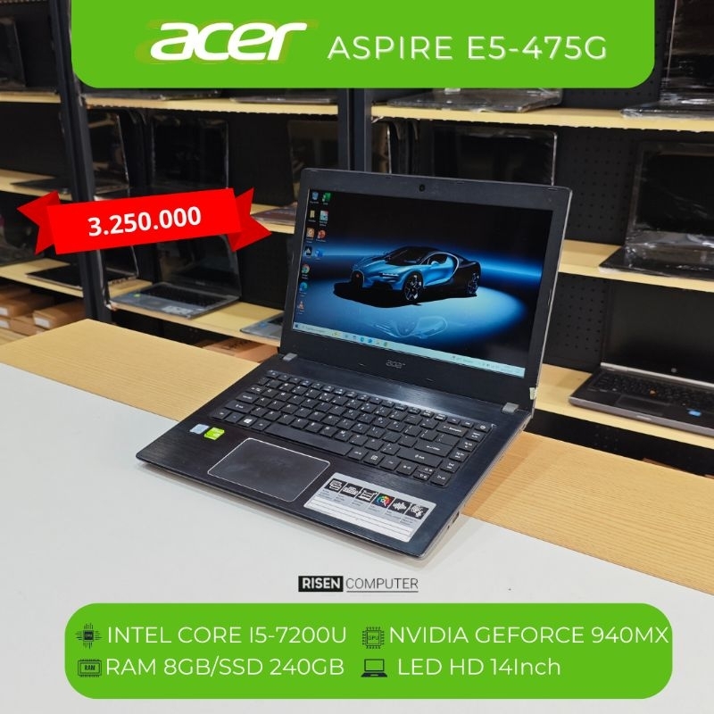Laptop Acer Aspire E5-475G Intel Core I5-7200U RAM 8GB SSD 240GB NVIDIA Geforce 940M Notebook 14inch