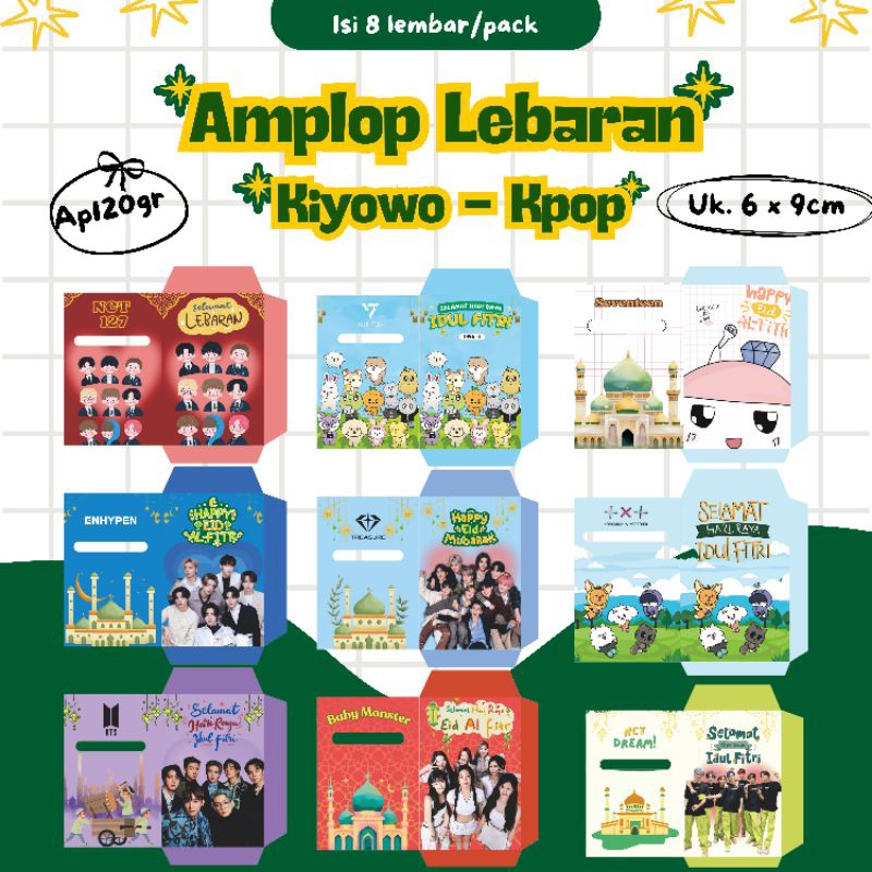 

Amplop lebaran Kpop nct treasure straykids blackpink bts nct dream enhypen txt day6 itzy newjeans aepa babymonster bonedo zerobaseone