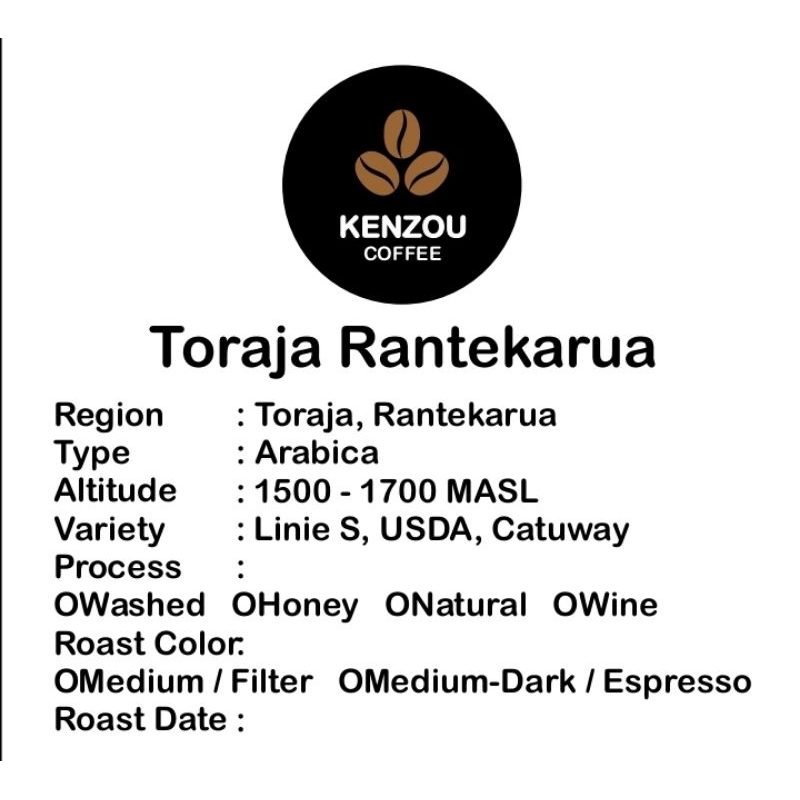 

Kenzou Coffee Biji Kopi Arabika Toraja Rantekarua Full Washed 200gr