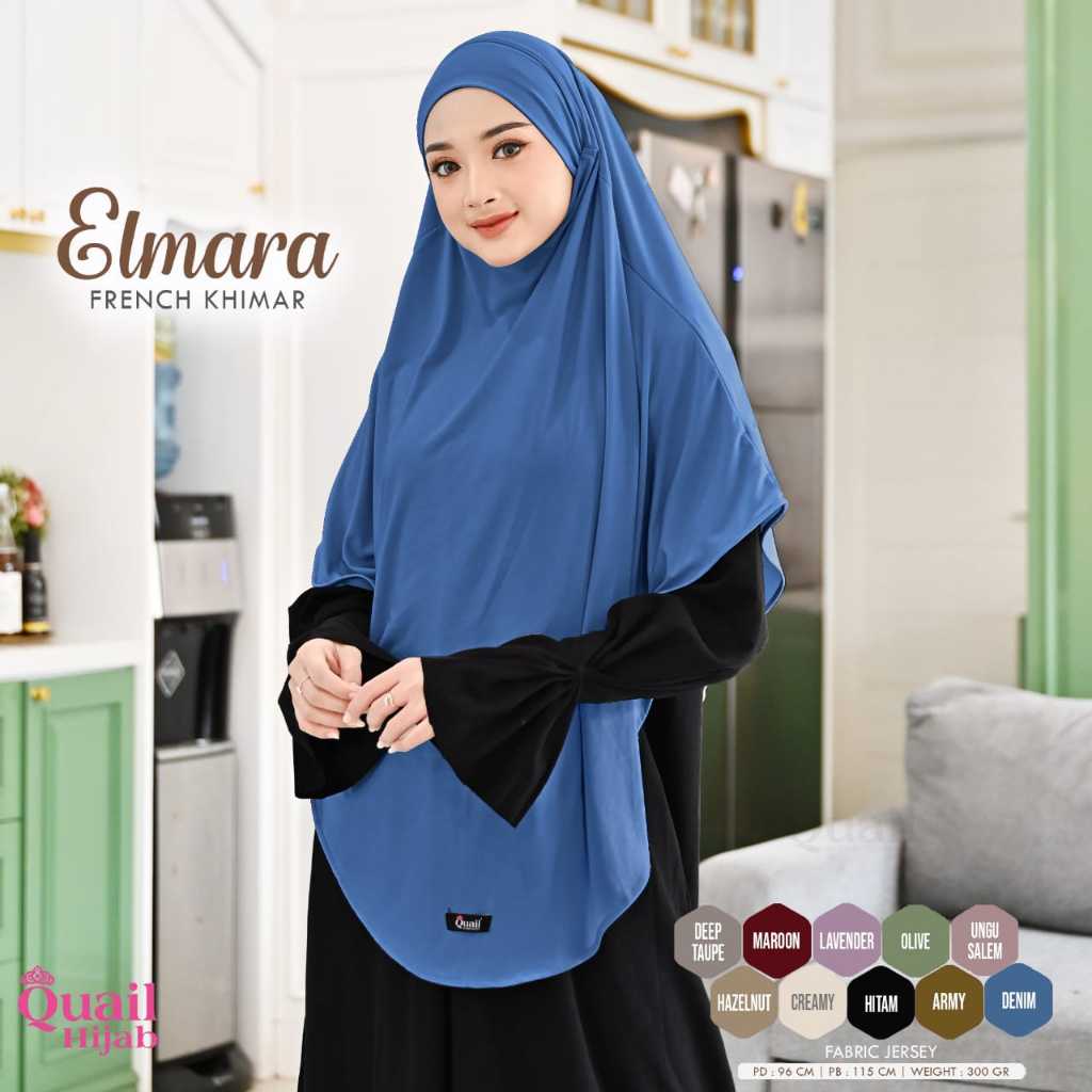 Elmara Hijab original Quail Jilbab Wanita French Khimar Jilbab Jersey Elmara Quail Daily Hijab Emran