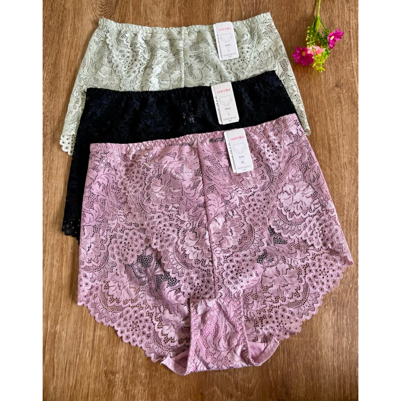 SORELLA PANTY MAXI SIZE M L XL CELANA DALAM WANITA HIGH WAIST FULL LACE