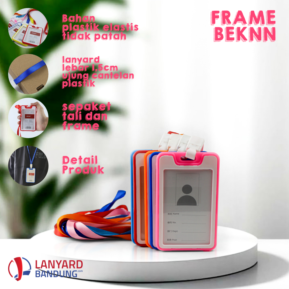 

BEKNN / holder idcard plus tali / paket frame id card dan tali bahan plastik lunak tidak pecah 2 side