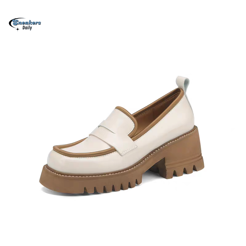 Sepatu Loafers Wanita Hitam Sol Tebal Elegan Stylish Kekinian