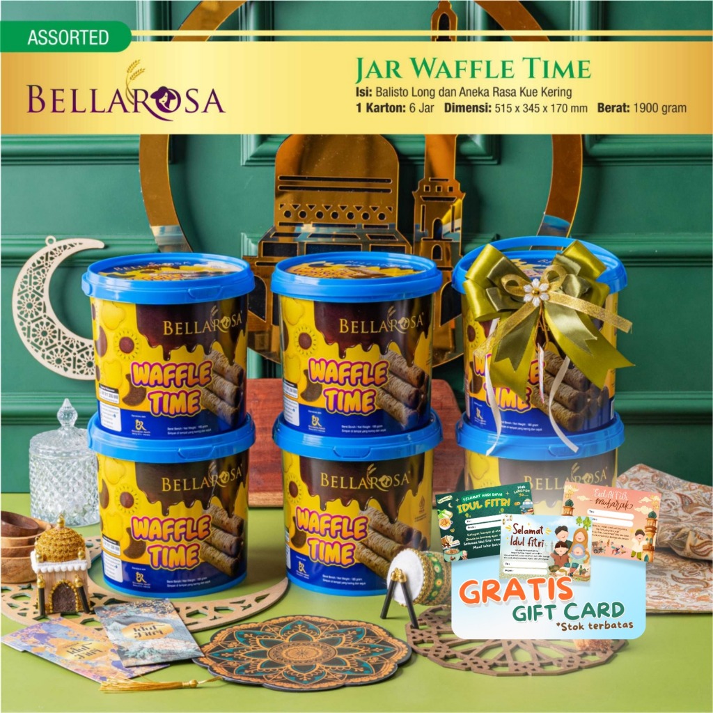 

PAKET 1 KARTON KUE LEBARAN EDISI TAHUN 2025 WAFFLE TIME BELLAROSA ISI 6 EMBER