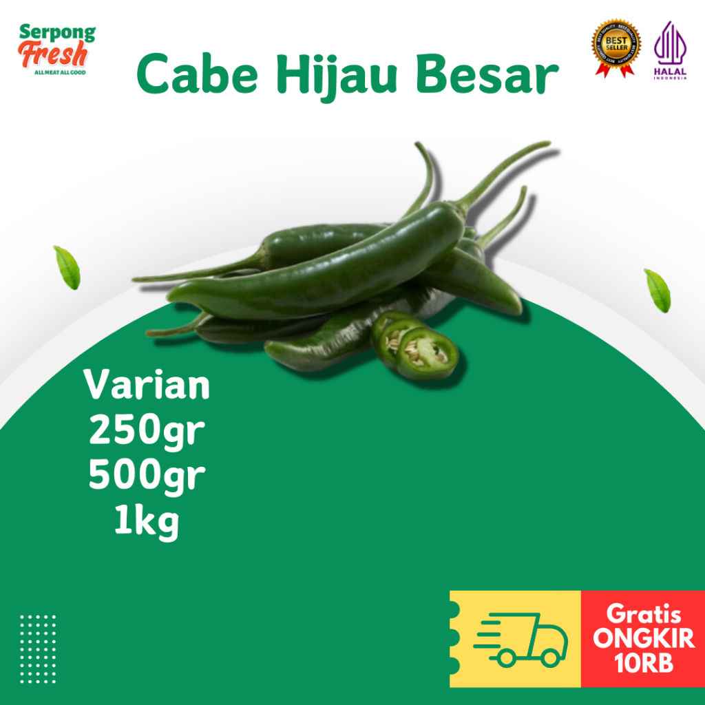 

Cabe Cabai Hijau Besar 250gr 500gr 1kg FRESH Sayuran Segar