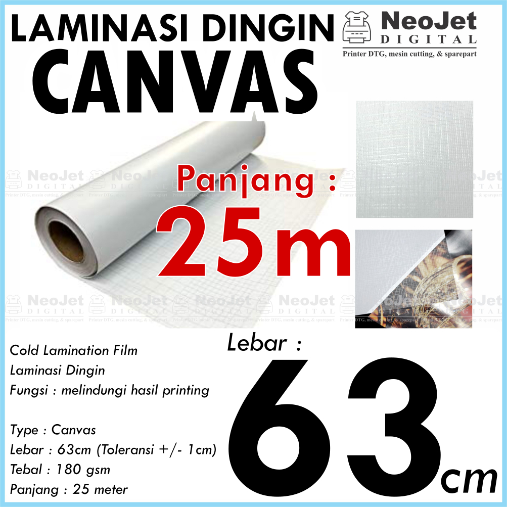 

Bahan Laminasi Dingin Canvas lebar 63 cm panjang 25 meter pelapis sticker stiker foto Kanfas Kanvas