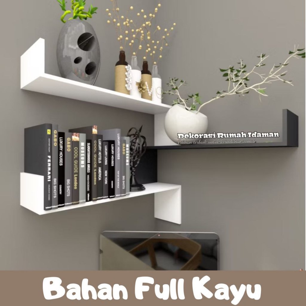 Rak Dinding Kayu Minimalis Ambalan Tempel Gantung Buku Kamar Susun Hiasan Dinding Kayu Bunga Buku Ra