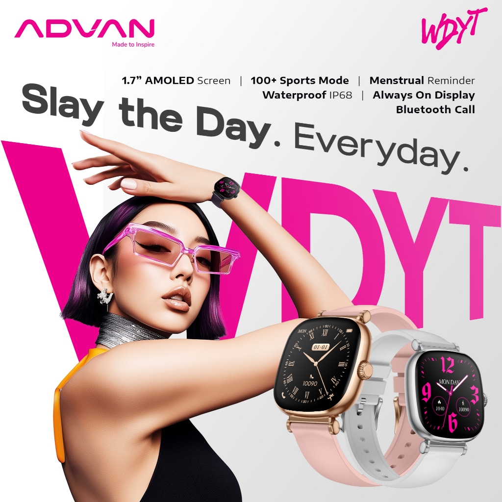 [EXCLUSIVE LAUNCH] ADVAN Smartwatch WDYT 1.7" Super Amoled Smart Ai Assistant Bluetooth Call WaterPr